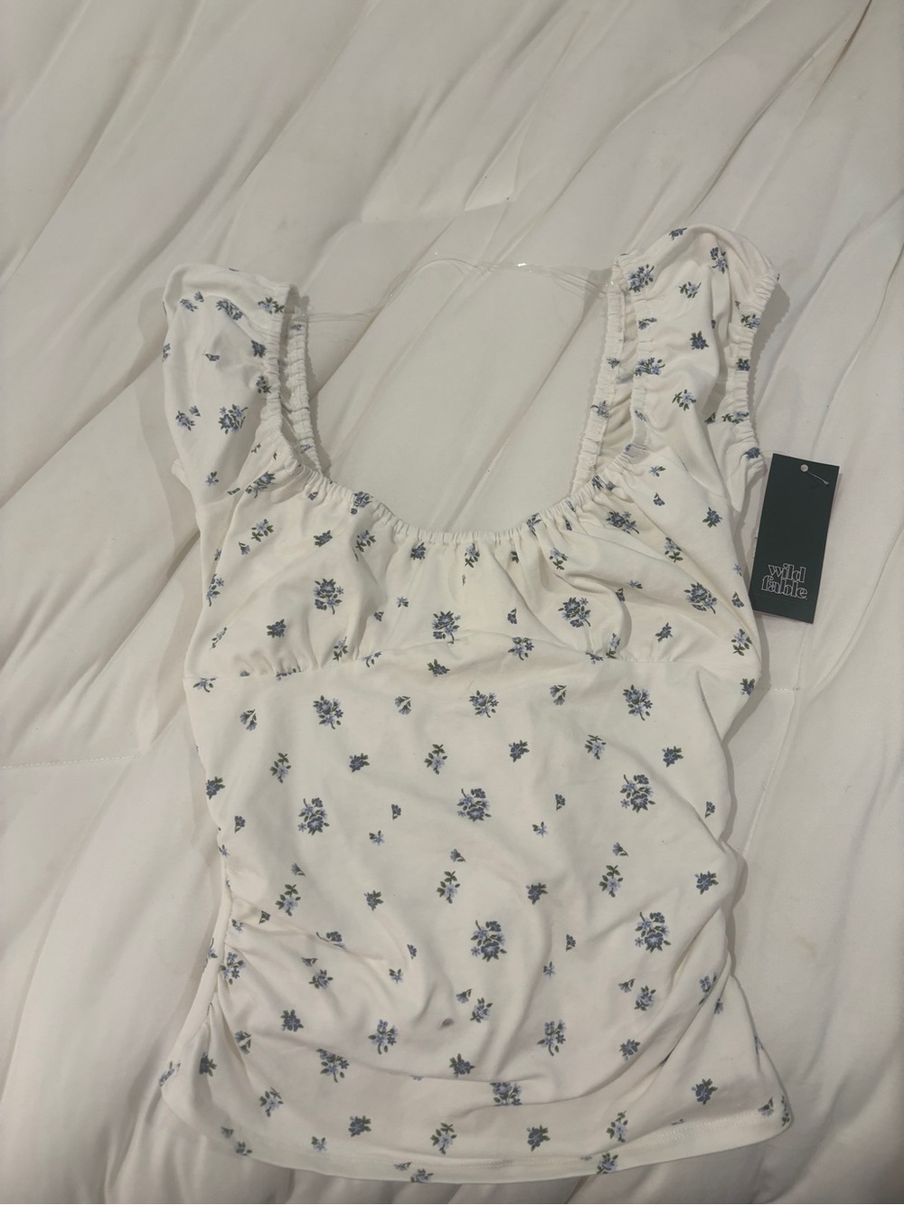 wild fable White Tank with Blue Floral Print